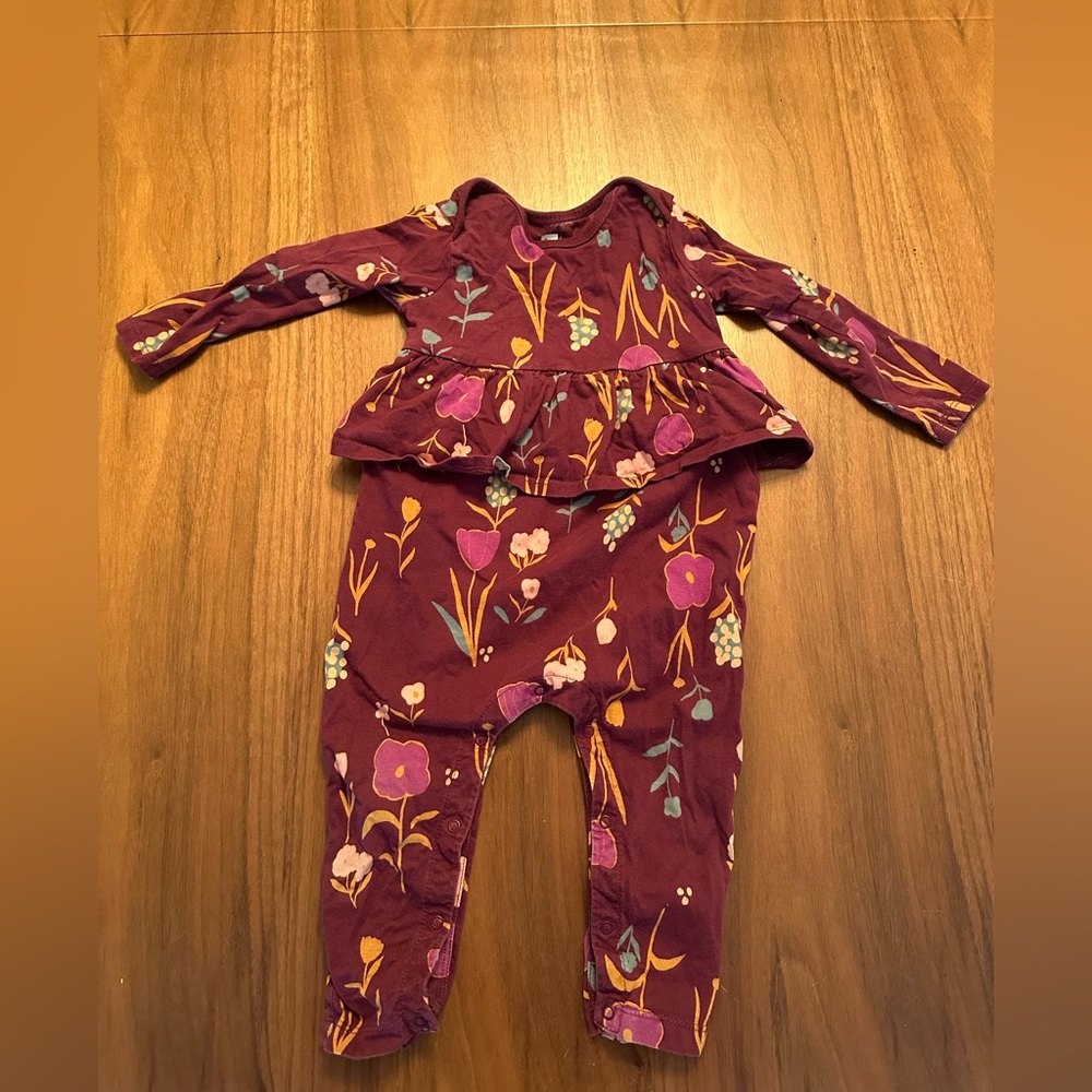 Tea Collection Floral Long Sleeve Baby Romper